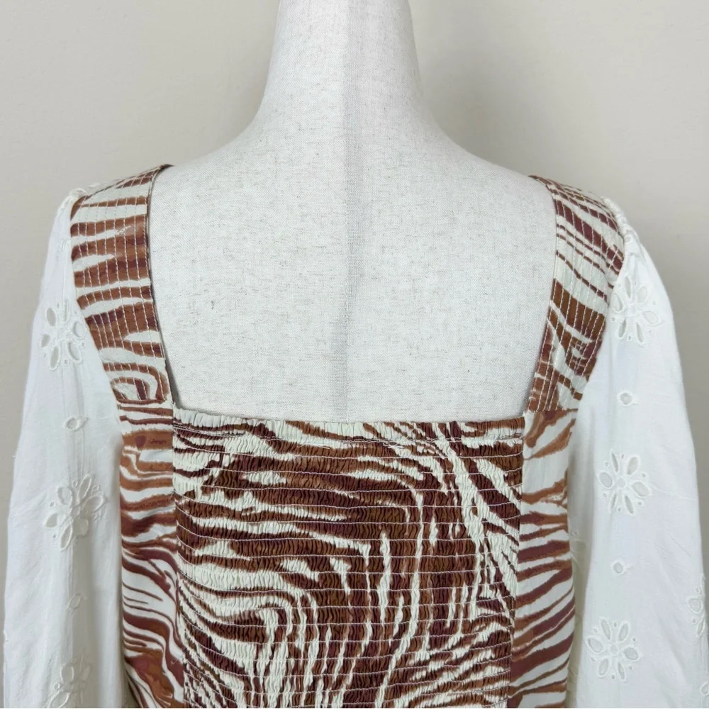Anthropologie‎ Love The Label Smocked Puff-Sleeve Blouse